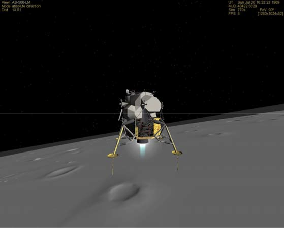 Lunar module over the moon
