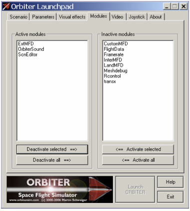 Orbiter modules tab